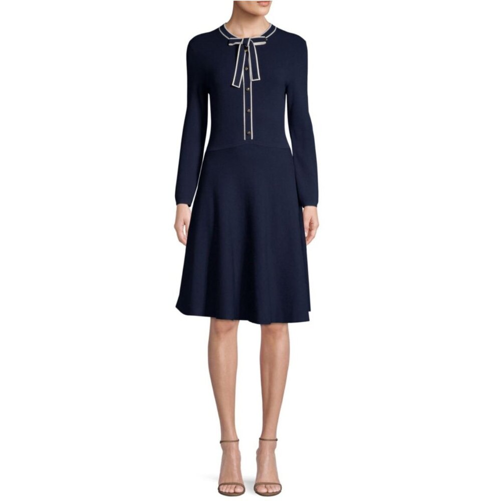 Draper James Nautical Navy Sailor Bow Sweater Dress